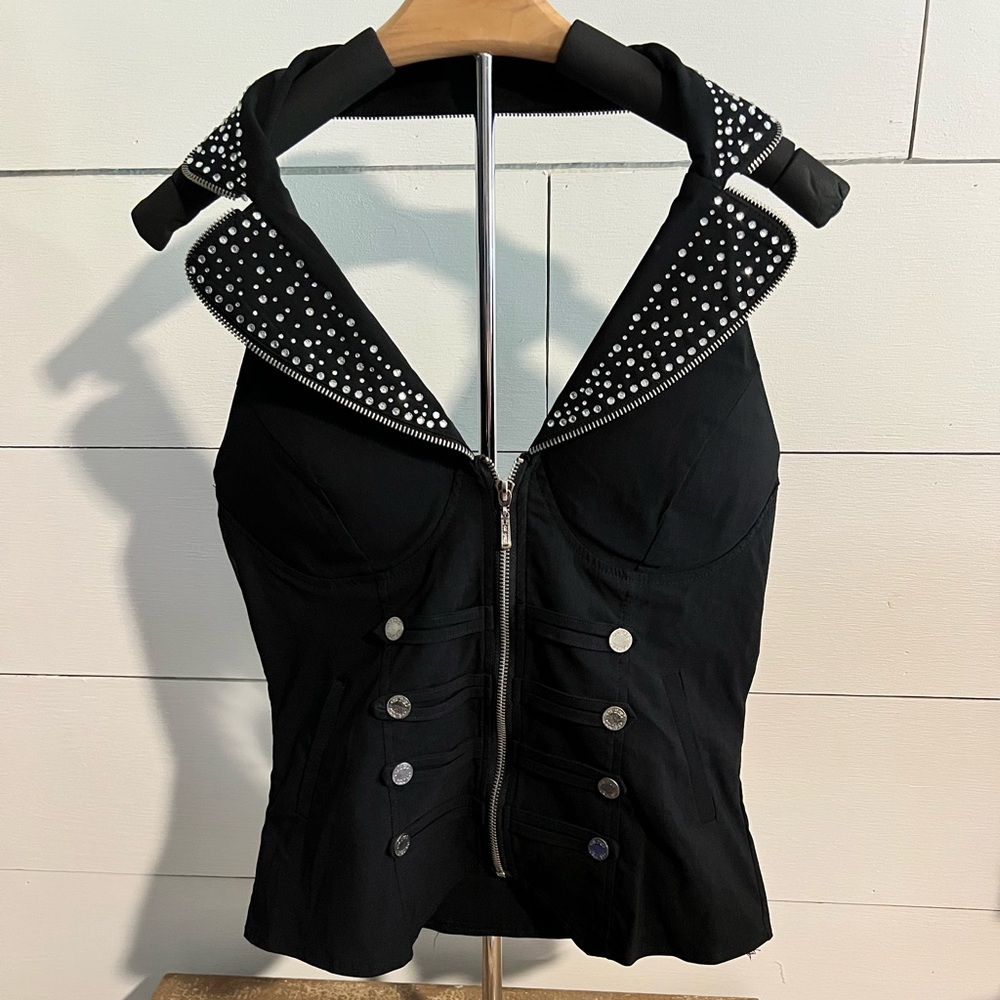 Sailor collar beaded halter